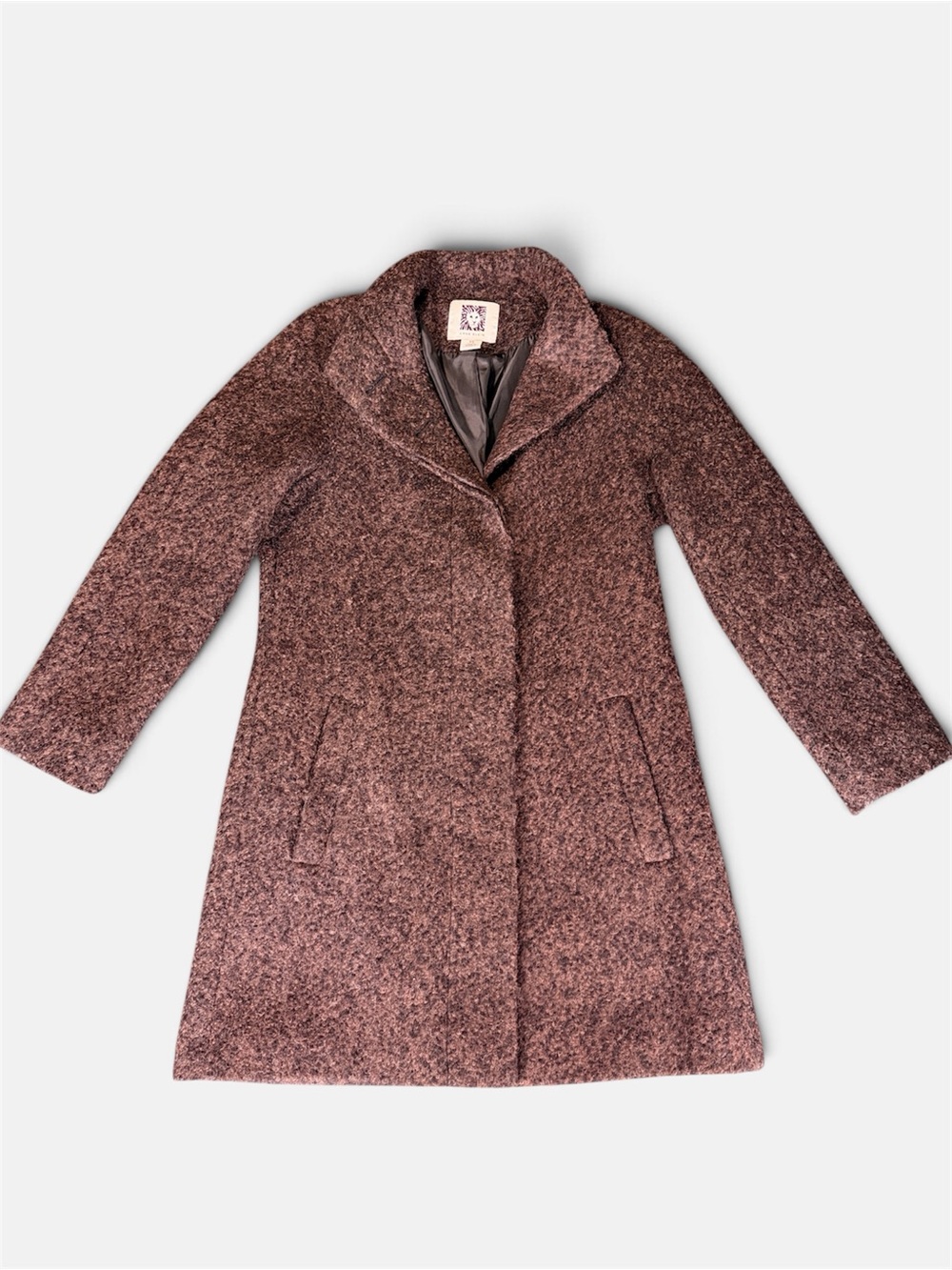 Anne Klein Textured Brown Pea Coat